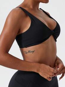 1 Stück super weiche Unterwäsche aus nude Stoff, atmungsaktiv und schweißabsorbierend, mit verdrehtem Brustdesign, Rückenträger, für Outdoor-Training, Lässig, Laufen, Fitness und Pilates, für Frauen