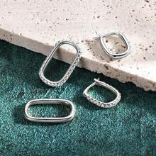 XUJIA 1 Cặp trang sức cô dâu nhẹ nhàng sang trọng thanh lịch và đẹp mắt Bạc Sterling 925 Kim cương Moissanite tròn 1,4mm Hoa tai hình bầu dục hình học cho nữ Ba cách đeo hoa tai Hoa tai kẹp giấy thời trang Quà tặng cho bạn gái Phong cách cặp đôi có chứng chỉ GRA - EMO-507 - Xem 5