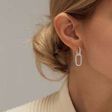 XUJIA 1 Cặp trang sức cô dâu nhẹ nhàng sang trọng thanh lịch và đẹp mắt Bạc Sterling 925 Kim cương Moissanite tròn 1,4mm Hoa tai hình bầu dục hình học cho nữ Ba cách đeo hoa tai Hoa tai kẹp giấy thời trang Quà tặng cho bạn gái Phong cách cặp đôi có chứng chỉ GRA - EMO-507 - Xem 6