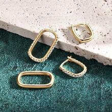 XUJIA 1 Cặp trang sức cô dâu nhẹ nhàng sang trọng thanh lịch và đẹp mắt Bạc Sterling 925 Kim cương Moissanite tròn 1,4mm Hoa tai hình bầu dục hình học cho nữ Ba cách đeo hoa tai Hoa tai kẹp giấy thời trang Quà tặng cho bạn gái Phong cách cặp đôi có chứng chỉ GRA - EMO-507 - Xem 10