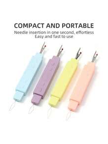 1pc/3pcs/6pcs Seam Ripper & Threader Tool Set, 2 In 1 Portable Sewing Accessories, Mixed Color Thread Cutter And Eyelet Punch, Seniors Assist Threader - Random Color - View 2