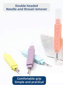 1pc/3pcs/6pcs Seam Ripper & Threader Tool Set, 2 In 1 Portable Sewing Accessories, Mixed Color Thread Cutter And Eyelet Punch, Seniors Assist Threader - Random Color - View 5