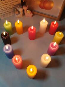 Candles 2, Diameter 3.5 Cm, 7 Cm Long, 8 Hours Thick, Various Colors Of The Candle, White, Red, Black, Holiday Decorations, Power Cut, Lighting, Odorless, Long Time, Burning Halloween, Spooky, Autumn, Festival, Holiday , Winter, Holiday, Festival,Room Decor,Gifts Birthday Graduation - Multicolor - View 2