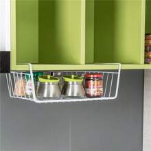 1 Piece Black Wire Basket Under Shelf, Hanging Storage Basket, Additional Storage Rack Under Cabinet, Slip-In Basket Storage Rack, Suitable For Kitchen Pantry Desk Bookshelf - Black - View 9