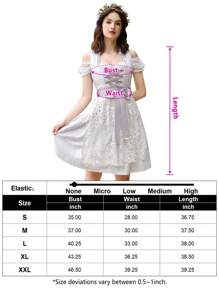 Oktoberfest Costumes Women Garden Maid Dresses 3pcs Sexy Oktoberfest Outfit Halloween Costume For Women - 銀色 - 查看 7
