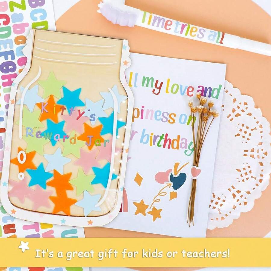 Personalized Stars Reward Jar For Kids, DIY, Potty Training Reward Jar