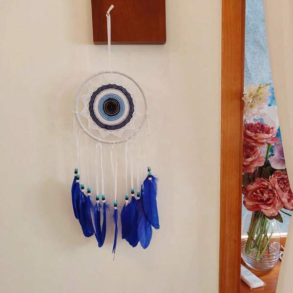 An 18cm Dark Blue Dream Catcher Hanging Handmade Crafts Indoor Decoration Birthday Gift  Series Large Evil Eye,Home Decor ,Room Decor,Wall Decor Gifts Graduation
