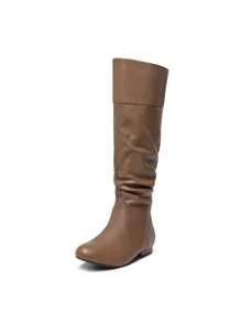 Women's Wide Calf Knee High Boots Fur Lined Side Zipper Warm Fall Winter Boots - Lạc đà - Xem 4