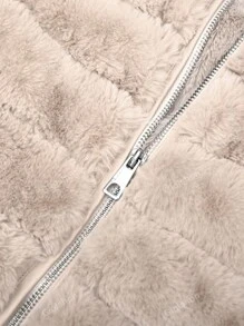 Women's Faux Fur Coat With Hat And Pockets, Perfect For Fall And Winter - Soft Blend Fabrics