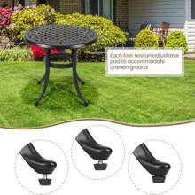 30.25" Round Outdoor Bistro Table With Umbrella Hole - Cast Aluminum Patio Table For Poolside, Deck, Porch, Backyard, Garden, And Balcony, Black - Black - View 4