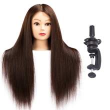 女模特训练头，60厘米长，85%真动物毛和15%合成头发造型头假人娃娃头，用于理发师发型专业美发美容娃娃头，用于发型编织剪发练习，带支架 - 彩色 - 查看 16