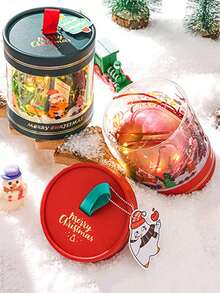 1 件透明圣诞糖果礼盒标签，多色圆形 PVC 礼品盒，适用于礼品圣诞节圣诞装饰圣诞装饰品圣诞袋圣诞礼物 - 彩色 - 查看 3