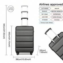 19 Inch ABS Carry-On Suitcase - Lightweight Travel Trolley Case With 4 Spinner Wheels And Secure TSA Lock Ideal For Business And Leisure Travelers - Grey - View 4