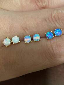 GAGAFEEL 1pair Mini Dazzling And Light Luxury S925 Sterling Silver Atificial Opal Sparkling Zirconia Earrings For Women's Daily Party Wear