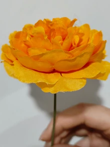 MEHELANY 25朵人造牡丹花頭，橘色，絲綢材質，高仿真，適用於婚禮派對裝飾、居家客廳桌面裝飾、萬聖節裝飾、聖誕裝飾、秋季派對裝飾、豐收餐桌布置、聖誕樹/花環裝飾等 - 橘色 - 查看 5