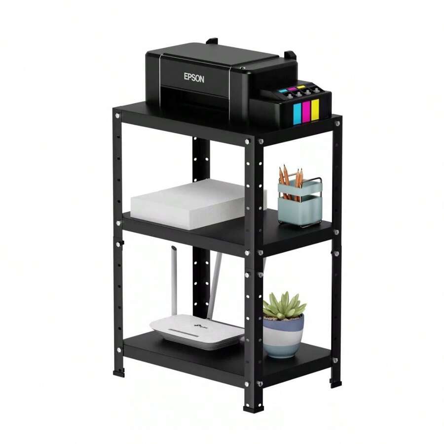 Compact Steel Shelf With 3 Shelves - Capacity 45kg - 65cm X 45cm X 30cm - Black - View 1