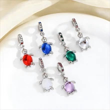 1pc Colored Zirconia Turtle Pendant, Luxury Ocean Style Crystal Turtle Pendant Suitable For DIY Bracelet Necklace Accessories - Crystal Color Random