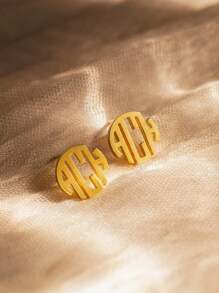 Personalized Custom 2 Or 3 Letters Round Stud Earrings For Women Fashion Jewelry Stainless Steel Customized Monogram Earring Best Friend Gifts