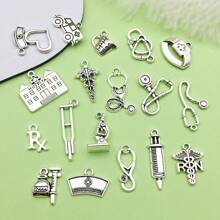 40Pieces Mix Nurse Charms Stethoscope Charms Antique Medical Charms Syringe Nurse Pins Hat Jewelry Charms Alloy Enamel Medical Pendant For DIY Necklace Bracelet Craft Making Crafting Accessories