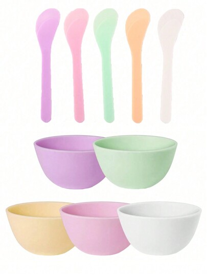 Set di 5 pezzi di ciotole con film anti-graffio e senza odore per la casa con ciotole per miscelare e tazze di misurazione, per prodotti di cura del viso, fango e altri prodotti per la cura della pelle. Fornito con pennello per maschera.