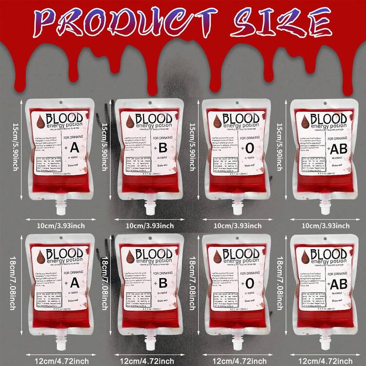 万圣节血袋饮料，10 个万圣节节日血袋饮料袋，250 毫升/150 毫升新奇万圣节饮料袋，适用于僵尸吸血鬼派对，带漏斗和挂钩，圣诞节 - 多色 - 查看 2