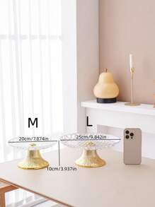 1pc Round Cake Stand With Gold Base, Decorative Tray For Christmas Gift, Wedding Party, Holiday