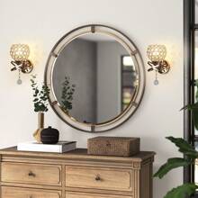 2 piezas de lámpara de pared de cristal, lámpara de pared de lujo con bola de cristal colgante, lámpara de pared montada adecuada para dormitorio, sala de estar, pasillo (sin bombilla) - Dorado - Ver 6