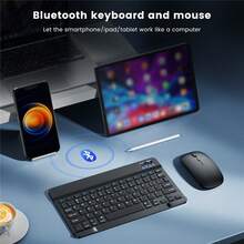 Ultra-Thin Wireless Keyboard And Mouse Combination Compatible With Ipad, Tablet, Laptop And Desktop Keyboards, Portable, Silent And Rechargeable - Multicolor - View 9