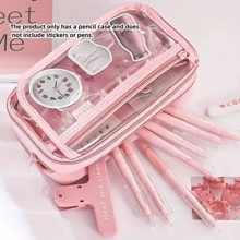 大号铅笔盒、文具袋、铅笔盒、大容量铅笔盒、手持铅笔盒、文具盒、化妆包、便携礼品、适用于办公室、学校、青少年、女孩、男孩、铅笔袋、书包 - #A - 查看 4