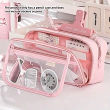 大号铅笔盒、文具袋、铅笔盒、大容量铅笔盒、手持铅笔盒、文具盒、化妆包、便携礼品、适用于办公室、学校、青少年、女孩、男孩、铅笔袋、书包 - #A - 查看 3