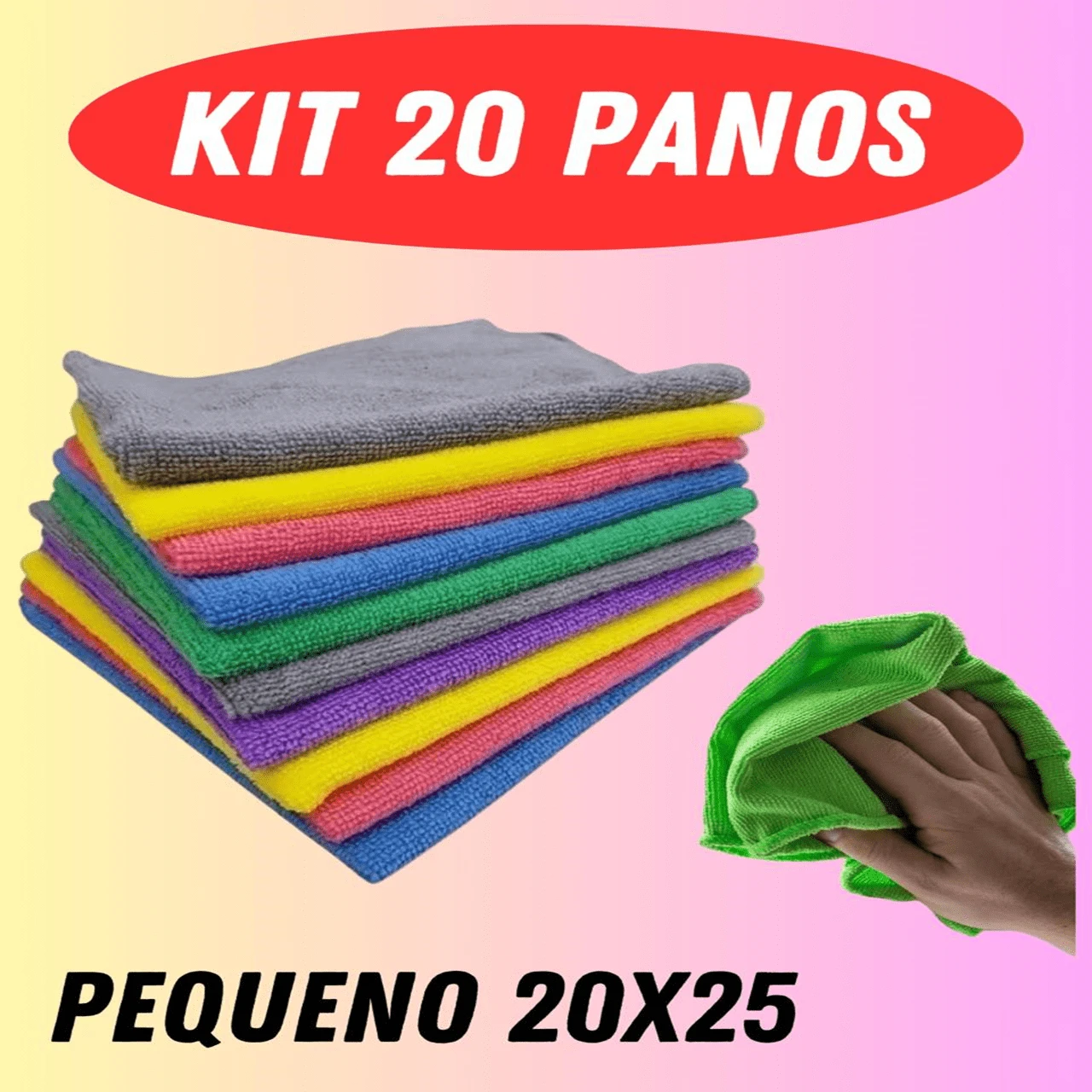 Kit 20 Microfiber Cloths 20X25 Small For General Cleaning Magic Cloth Multipurpose Flannel Automotive Glass - 藍色和灰色 - 查看 1