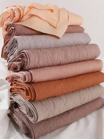 1 件纯色休闲波西米亚涤纶（弹性柔软）长围巾、头带、披肩，适合女士，四季皆宜