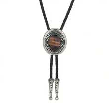 1pc Adjustable Navajo Style Gemstone Bolo Tie Necklace, Western Cowboy Bolo Tie Shirt Collar Accessory For Men And Women, Casual Party Wedding Best Gift - Gem - View 2