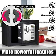 Caja De Seguridad Pequeña, Caja Fuerte De Seguridad Digital De Contraseña, Caja Fuerte De Seguridad para El Hogar, Oficina, Hotel, Negocios - Negro - Ver 2