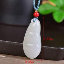 1pc Natural Jade Tianshan Cuifu Bean Pendant, All Hand-Carved, Guardian Peace, Natural Gemstone Fortune Lucky Necklace, Jewelry, Necklace, Healing Crystal, Amulet Gift, Gift For Her, Holiday Gift