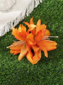 1 pieza Clip para el cabello con flor de lirio artificial de estilo bohemio, Pinza para el cabello para el Día de San Valentín, Pasadores para el cabello, Accesorios escolares, Atuendos de vacaciones para mujer