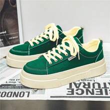 Korean Style Canvas Sneakers Casual Skateboard Shoes, Fashionable Versatile Student Shoes For Men - Green - View 2