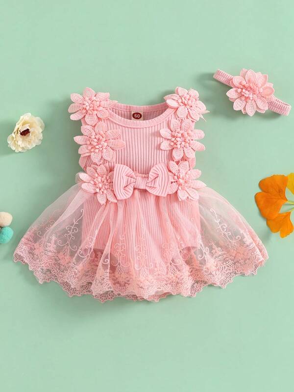 Baby Girl Sleeveless FLoral Lace Romper Dress Boho Clothes Newborn Photography Outfits
