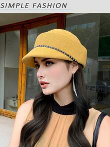 1 pieza Sombrero de sol de verano para mujer, sombrero ecuestre de estilo británico de unicolor, sombrero protector solar transpirable, gorra visera de moda a juego, adecuado para viajes al aire libre y compras - Multicolor - Ver 4