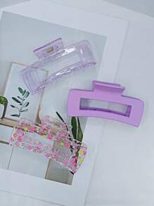 Bộ 3 kẹp tóc hình trái tim in nhiều màu sắc trong suốt khoét rỗng lớn, đơn giản & dễ thương, thích hợp sử dụng hàng ngày Ngày lễ tình nhân, Phụ kiện tóc, Kẹp tóc, Kẹp tóc, Kẹp tóc, Kẹp tóc, Kẹp hàm - Màu tím - Xem 13