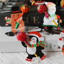 25pcs/50pcs/150pcs/300pcs Christmas Lollipop Decoration Cards, No Candy Included, Christmas Theme Creative Designs: Snowman, Gingerbread Man, Christmas Stocking, Santa Claus, Penguin Lollipop Cards, Christmas Party Decorations, Lollipop Paper Cards DIY Decor, Christmas Party Gifts & Supplies Christmas Christmas Decorations Christmas Pajamas Christmas Gifts Christmas Decor - Multicolor - View 5