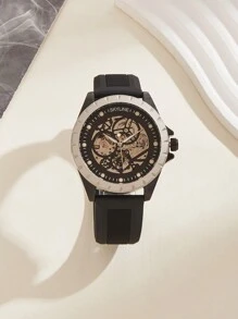 CASIRUI 1pc Men's Classic Business Mechanical Watch With Automatic Hollow-Out Tourbillon Dial - Silver - View 2