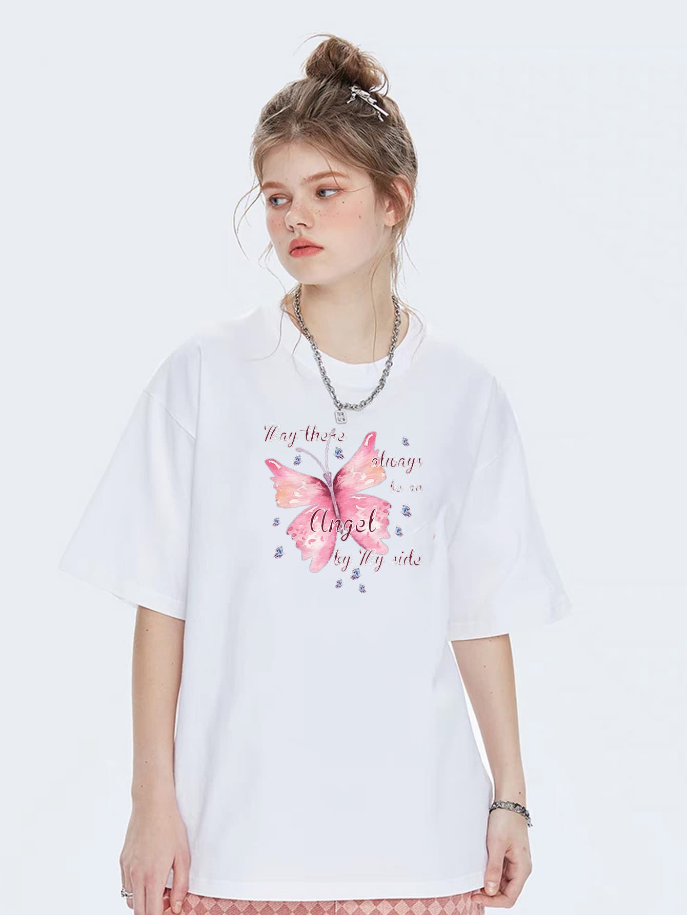 Oversized Women's Premium 100% Cotton Plus-Size T-Shirt - trắng - Xem 1