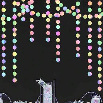 4M/13.12ft Holographic Circle Shiny Garlands Iridescent Circle Banner Hanging Streamer For Baby Shower Graduation Wedding Birthday Party DecorationGlitter Paper Banner Birthday Party Decoration Adult Laser Silver Garland Wedding Shower New Year Holographic Party Decoration, Wedding Hanging Decoration, Neon Ribbon Banner, Birthday Single Girl, Bride Shower, Engagement Valentine's Day Decoration