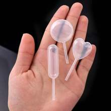 50pcs Disposable Plastic Transfer Pipettes, Round & Heart Shaped Squeeze Pipettes, Suitable For Silicone & Epoxy Resin Molds, Jewelry Making DIY - Multicolor - View 5