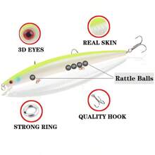 1pc Fishing Lure 18cm/7.1in Floating Long Minnow Sea Artificial Sea Fishing Bait