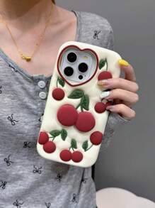 苹果可爱 3D 樱桃形硅胶手机壳适用于 13/13 Pro/13 Pro Max、 14 Pro Max、 14 Pro、 14、 11、 12、 15 Pro Max、 15 Pro、 15、新款柔软卡通保护套防水防震防摔防刮 - 彩色 - 查看 5