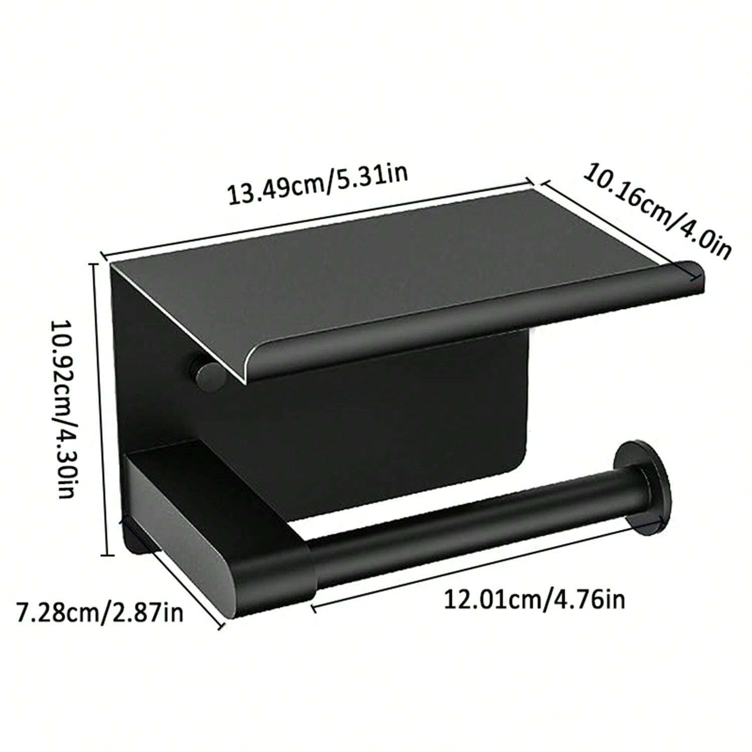 SelfAdhesive Toilet Paper Roll Holder With Phone Stand, Stainless Steel WallMounted Bathroom