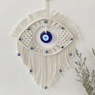 Handwoven Turkish Blue Evil Eye Wall Tapestry - Pure Handmade Thread, Devil's Eye Protection Talisman, Home Decor Accent Piece, Blue Glass Evil Eye,Home Decor ,Room Decor,Wall Decor Gifts Birthday Graduation