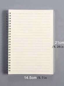 1pc A5 Size Spiral Notebook With 80 Pages, Lined - White - View 7